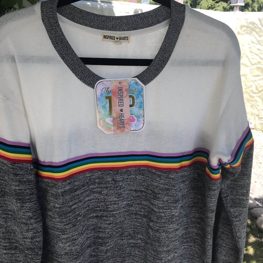 Inspired Hearts Rainbow Sweater, NWT, XL - Picture 6 of 8